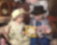 Antiquites Antique Color Vintage Brother and Sister Reading a Book